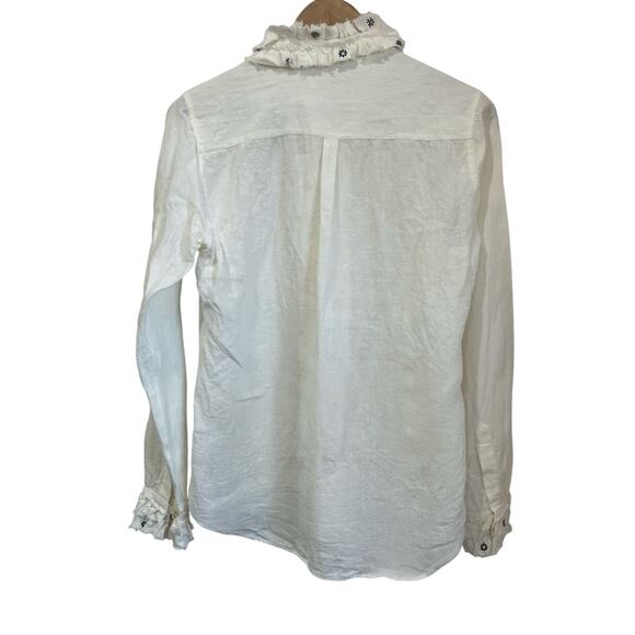 Jupe by Jackie Linen Cotton Button Down Blouse Romantic Cottagecore Womens S - Picture 3 of 8